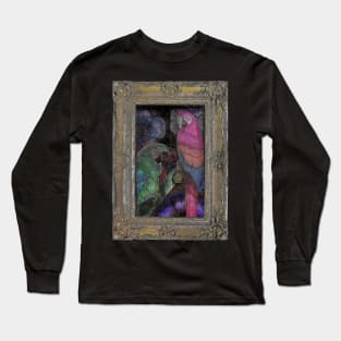 TROPICAL DECO FRAME GOLD PARROTS PRINT ART DESIGN POSTER EXOTIC Long Sleeve T-Shirt